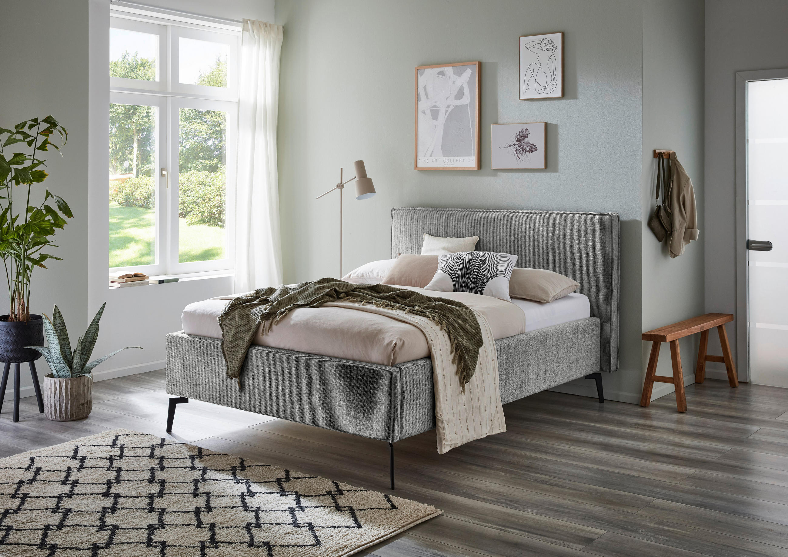 POLSTERBETT 140/200 cm  in Grau  - Schwarz/Grau, Design, Textil/Metall (140/200cm) - home24