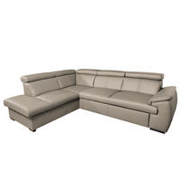 ECKSOFA Hellgrau Echtleder  - Wengefarben/Hellgrau, Design, Leder/Holz (211/265cm) - Livetastic
