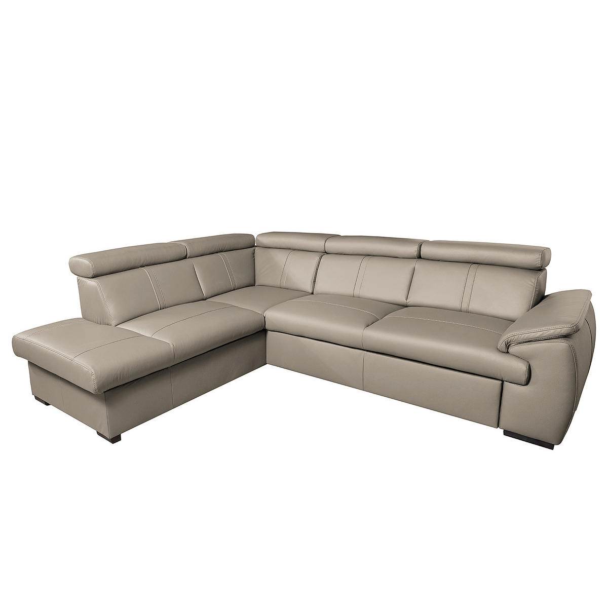 ECKSOFA Hellgrau Echtleder  - Wengefarben/Hellgrau, Design, Leder/Holz (211/265cm) - Livetastic