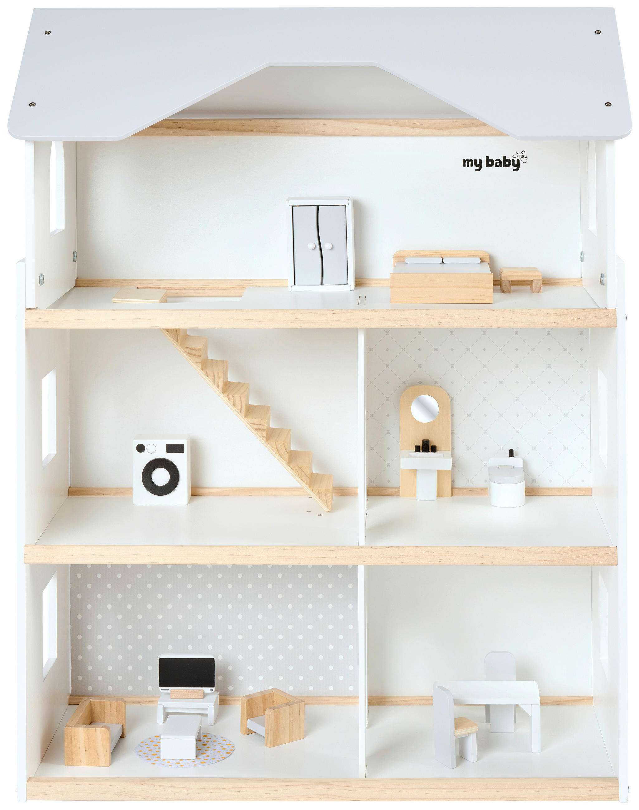 PUPPENHAUS  - Schwarz/Weiß, Basics, Holz/Holzwerkstoff (60,5/77,1/29,3cm) - My Baby Lou
