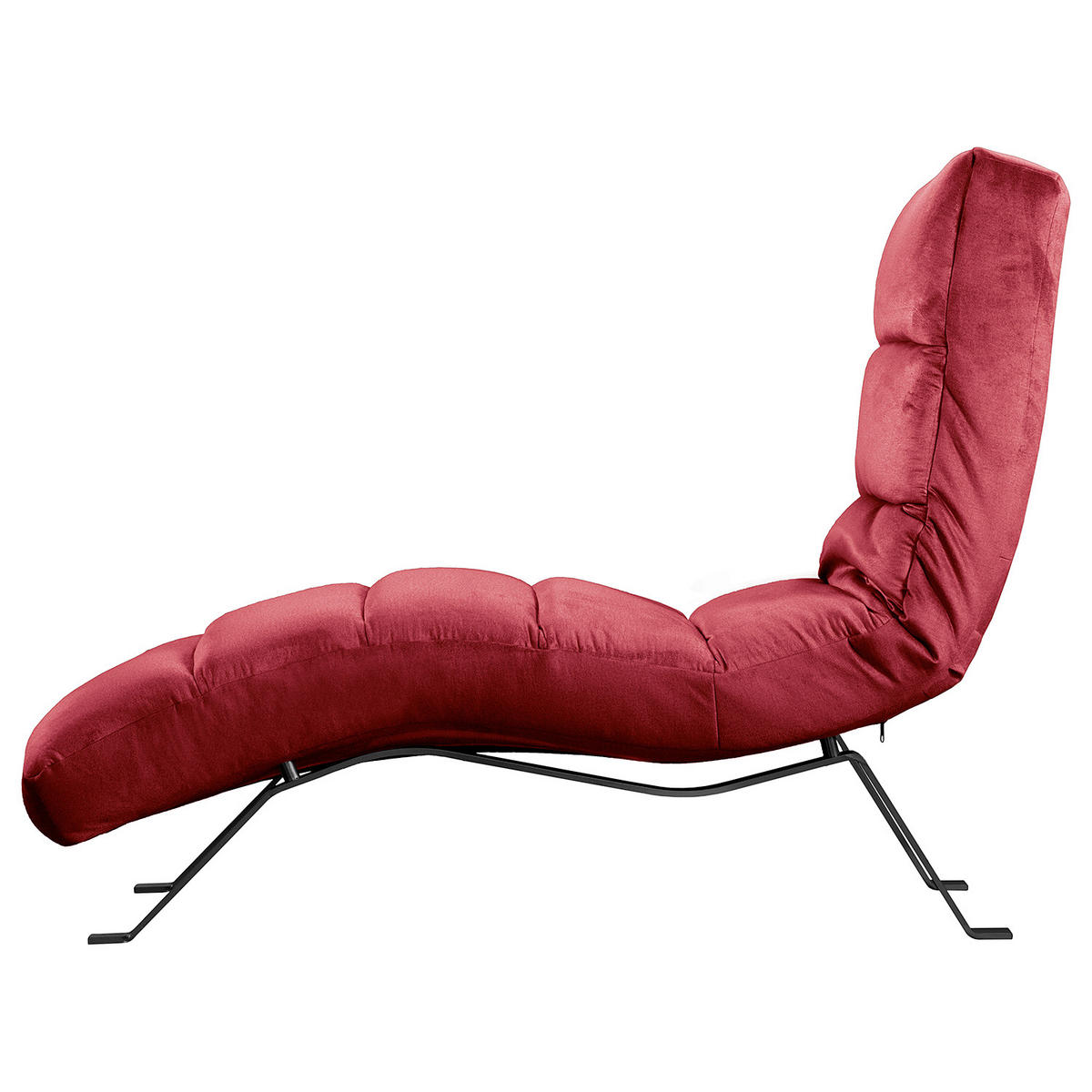 RELAXLIEGE in Samt Weinrot  - Weinrot/Schwarz, Design, Textil/Metall (65/65-95/171cm) - Livetastic