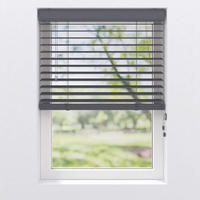 Jalousie 50mm in Holzoptik  - Anthrazit, Design, Kunststoff (60/130cm)