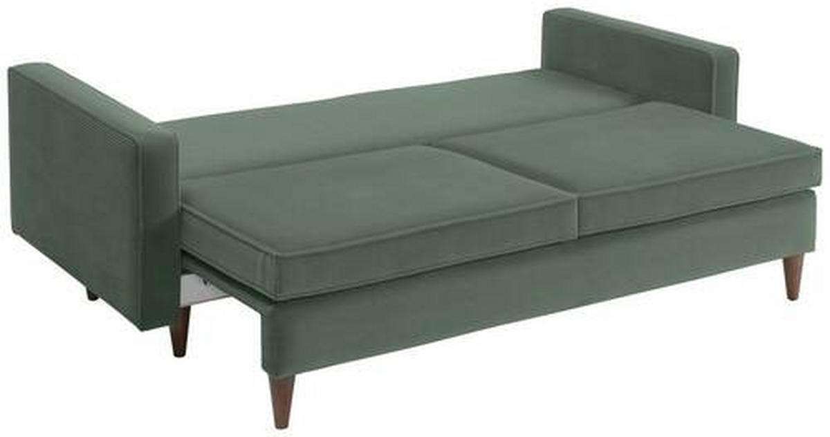 SCHLAFSOFA Cord Grün  - Buchefarben/Grün, MODERN, Holz/Textil (208/78/96cm) - Livetastic