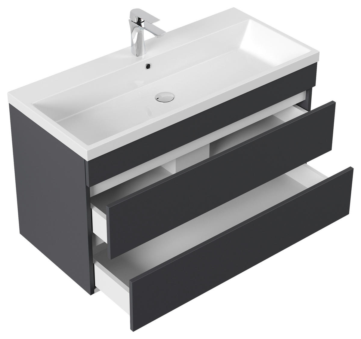 WASCHTISCHKOMBI 100 cm  - Graphitfarben, Basics, Holzwerkstoff (100cm) - MID.YOU