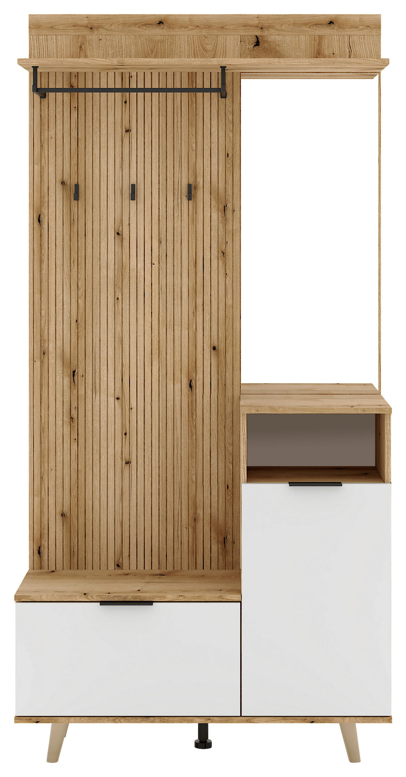 GARDEROBE  in 100/204/40 cm  - Eichefarben/Weiß, Design, Holzwerkstoff (100/204/40cm) - Boxxx