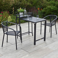 BALKONSET  3-teilig  - Graphitfarben, KONVENTIONELL, Metall - Gardenson