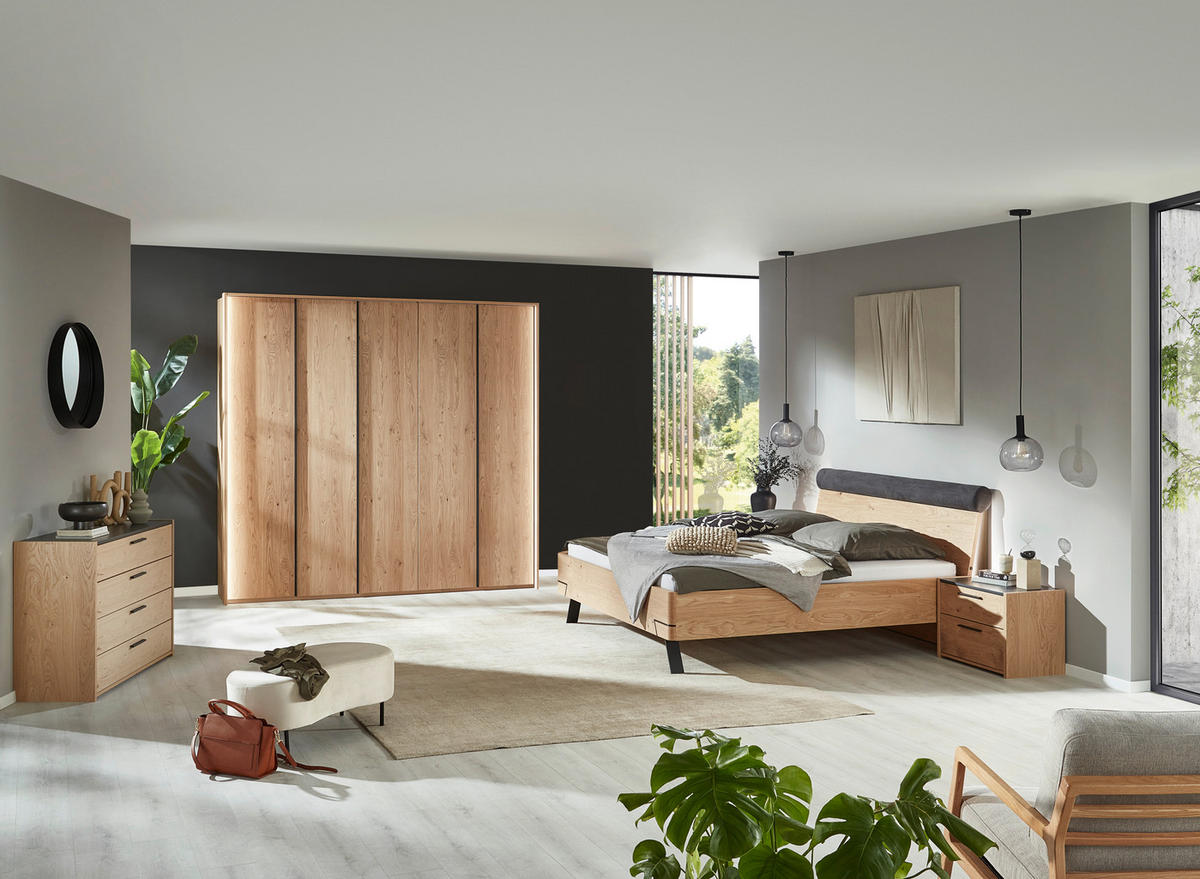 BETT 180/200 cm,  in Anthrazit, Eichefarben,  - Eichefarben/Anthrazit, KONVENTIONELL, Holz/Metall (180/200cm) - Dieter Knoll