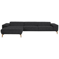 ECKSOFA in Flachgewebe Schwarz  - Wildeiche/Schwarz, Design, Holz/Textil (193/334cm) - Niels Andersson