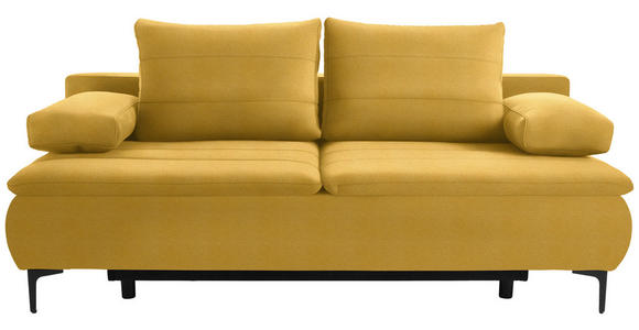 BOXSPRINGSOFA  in Flachgewebe Currygelb  - Currygelb/Schwarz, KONVENTIONELL, Textil/Metall (204/93/100cm) - Novel