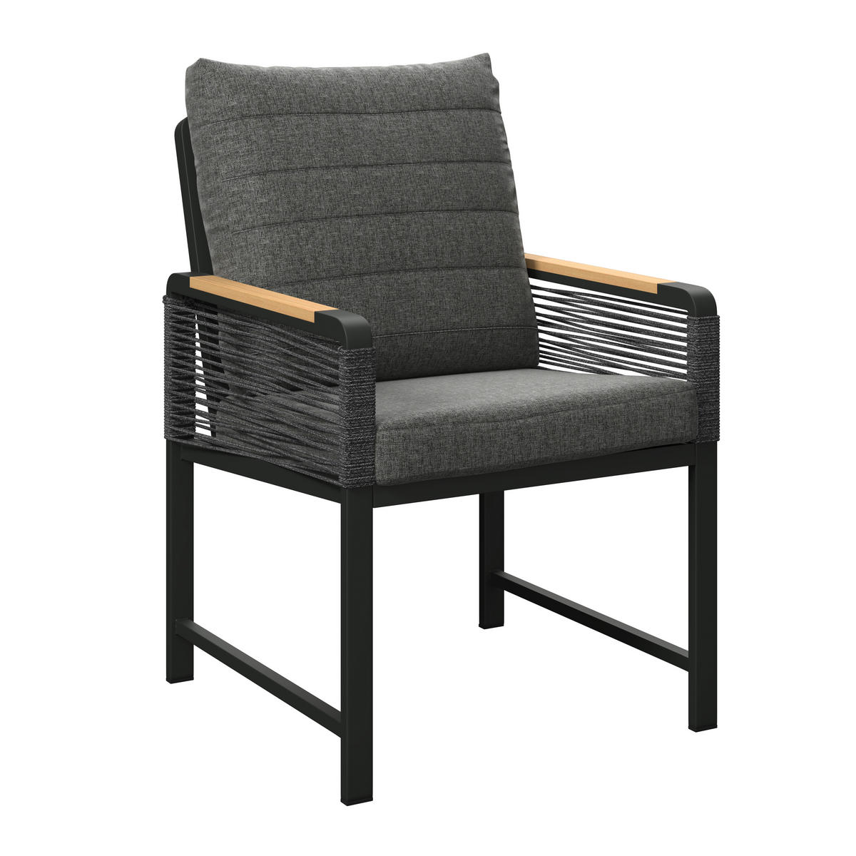 KERTI KAROSSZÉK fém, műanyag, textil natúr színű, sötétszürke  - natúr színű/sötétszürke, Modern, műanyag/textil (59/86/68cm) - Ambia Garden