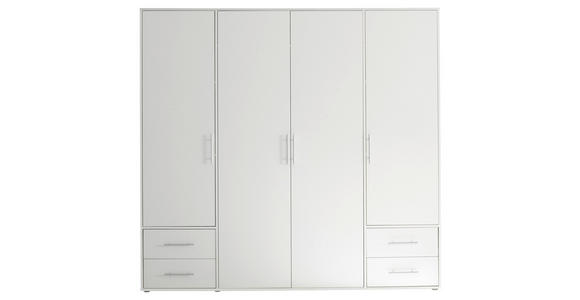 DREHTÜRENSCHRANK  in Weiß  - Alufarben/Weiß, KONVENTIONELL, Holzwerkstoff/Kunststoff (206/195/60cm) - Carryhome