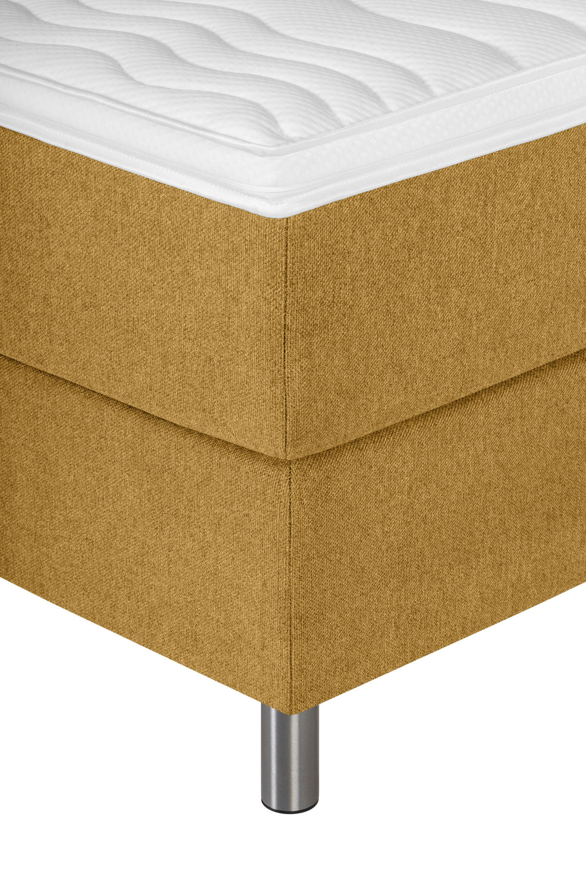 BOXSPRINGBETT 160/200 cm,  in Currygelb, Matratze, Topper, H3 + H5 = fest + hart  - Currygelb/Silberfarben, KONVENTIONELL, Textil/Metall (160/200cm) - Welnova