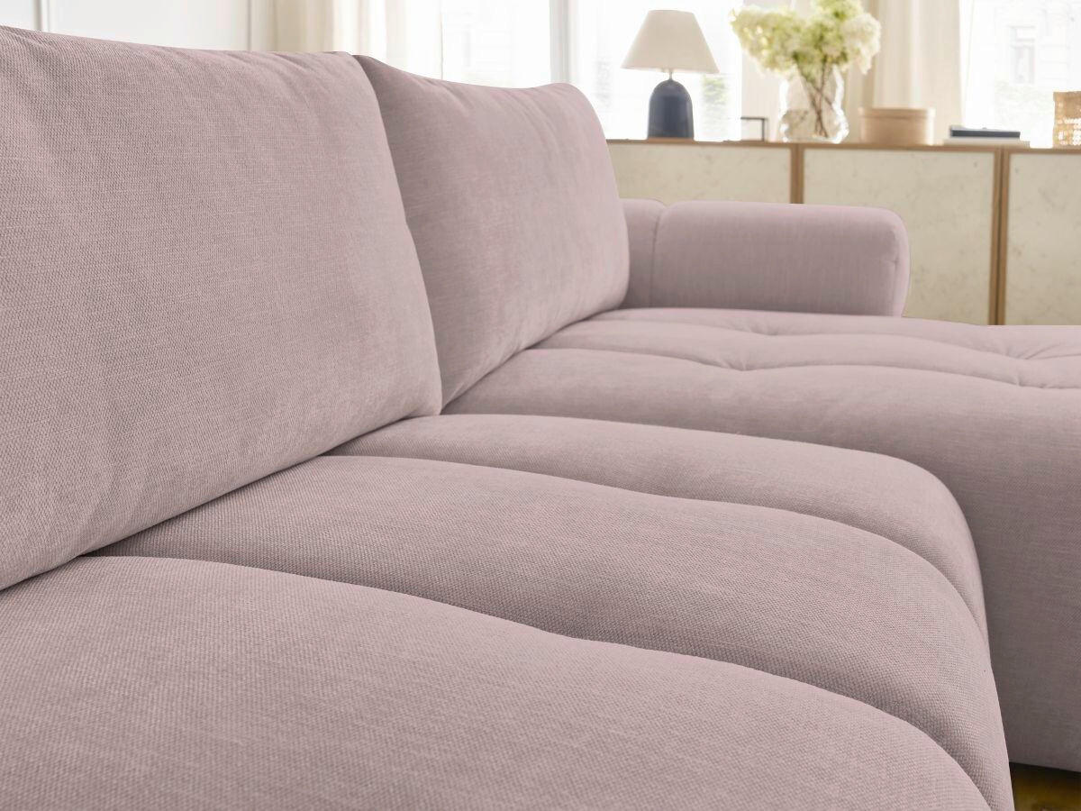 ECKSCHLAFSOFA FUJI Leinenoptik Pink  inkl.  - Pink/Schwarz, MODERN, Kunststoff/Textil (292/160cm)