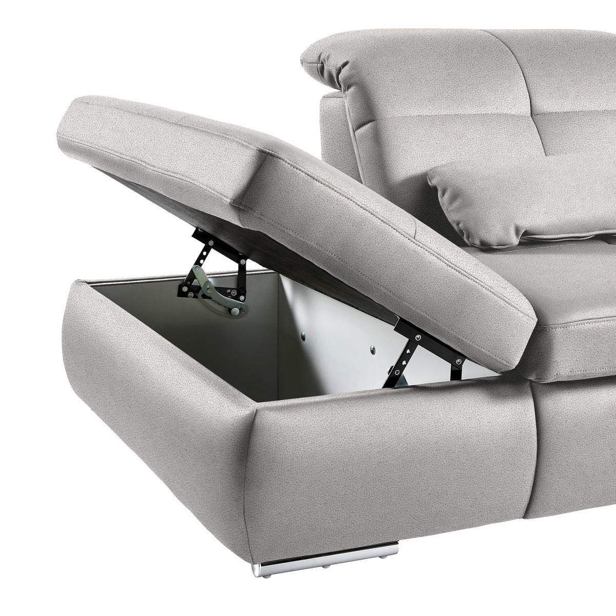 WOHNLANDSCHAFT  in Mikrofaser Silberfarben  - Chromfarben/Silberfarben, Design, Holzwerkstoff/Textil (260/371/195cm) - Beldomo Style