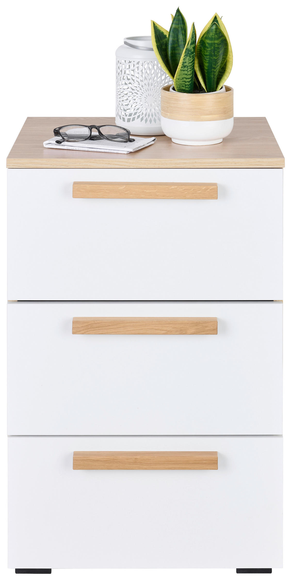 REGÁL, barvy dubu, 46/67/40 cm - černá/barvy dubu, Konvenční, kompozitní dřevo/plast (46/67/40cm) - Hom`in