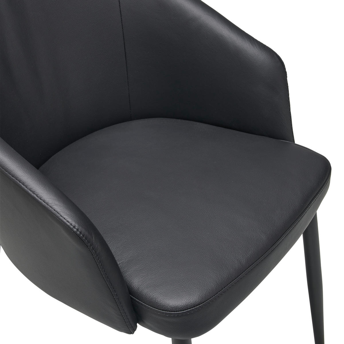 ARMLEHNSTUHL  in Stahl Echtleder pigmentiert  - Schwarz, Design, Leder/Metall (55/81.5/61cm) - Livetastic