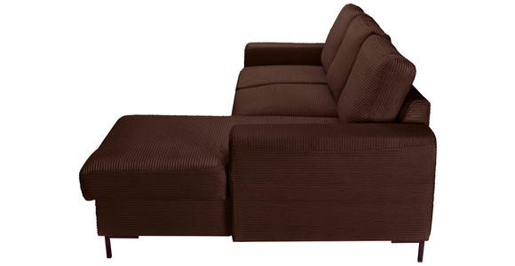ECKSOFA Dunkelbraun Cord  - Dunkelbraun/Schwarz, KONVENTIONELL, Textil/Metall (240/150cm) - Carryhome