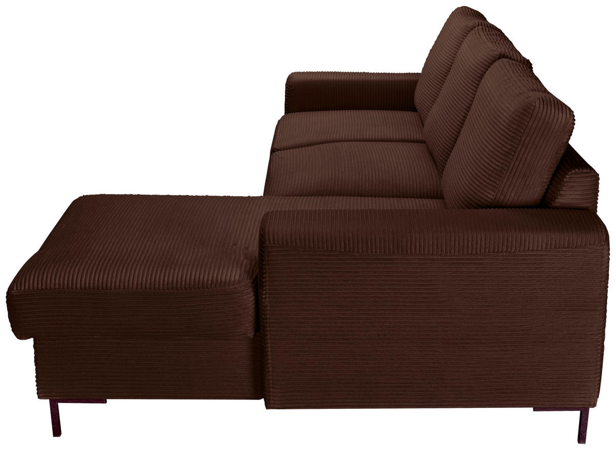 ECKSOFA Dunkelbraun Cord  - Dunkelbraun/Schwarz, KONVENTIONELL, Textil/Metall (240/150cm) - Carryhome