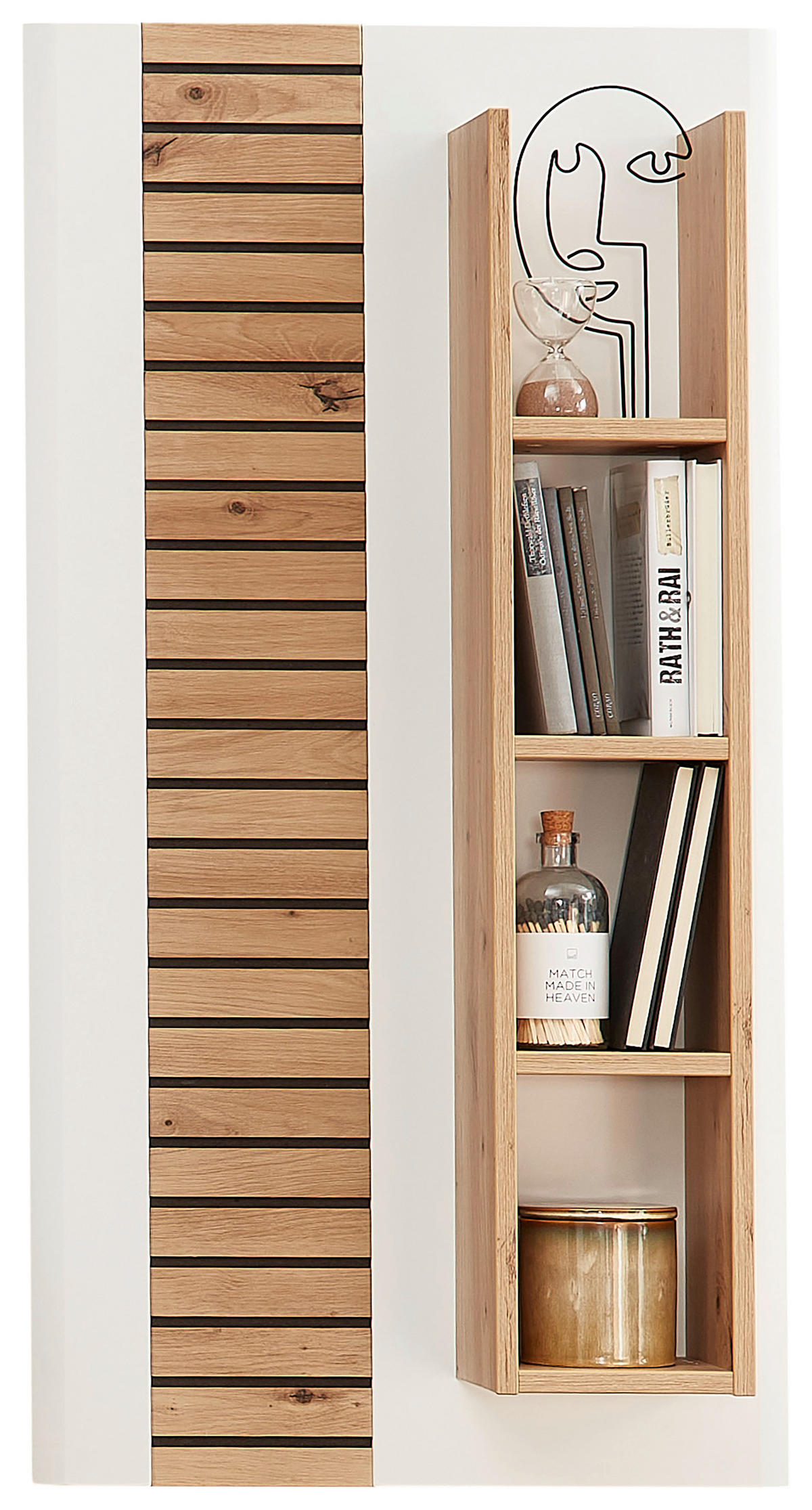 WANDBOARD  55/106/17 cm  - Weiss/Eiche Artisan, Design, Holzwerkstoff (55/106/17cm) - Stylife