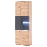 VITRINE Kigali in Anthrazit, Eichefarben  - Eichefarben/Anthrazit, Design, Glas/Holzwerkstoff (70/198/37cm) - Livetastic