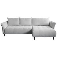 ECKSOFA Struktur, Plüsch Hellgrau  - Hellgrau/Schwarz, Trend, Textil (290/160cm) - MID.YOU