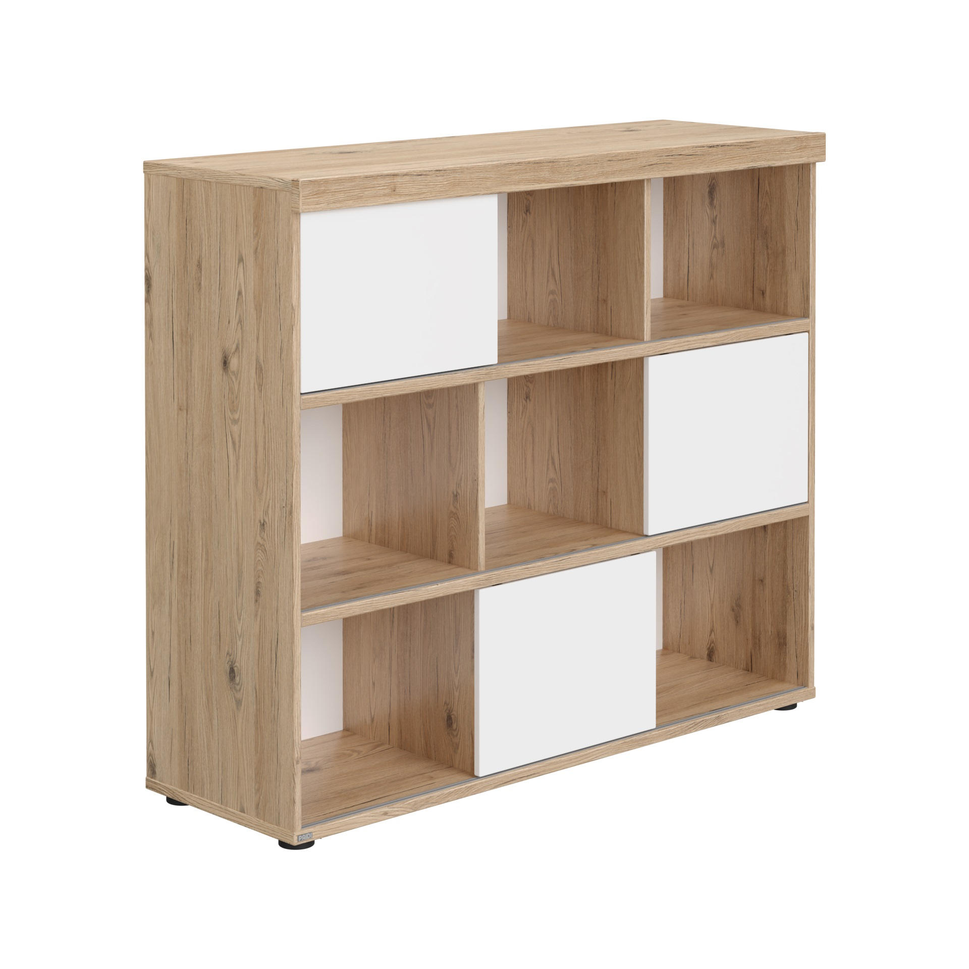 STANDREGAL Weiß, Eichefarben - Eichefarben/Schwarz, Design, Holzwerkstoff/Kunststoff (126,9/109,7/42,6cm) - Paidi