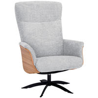 RELAXSESSEL Teddystoff Relaxfunktion    - Hellgrau/Schwarz, Design, Holz/Textil (71/104/77cm) - Welnova