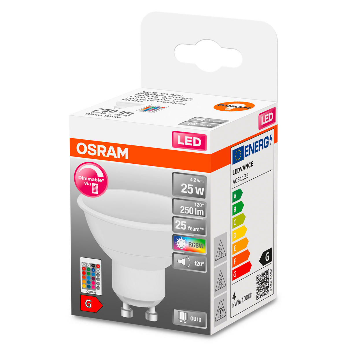 LED-LEUCHTMITTEL   GU10 4,2 W 250 lm  - Weiß, Basics, Kunststoff (5/5,6cm) - Osram