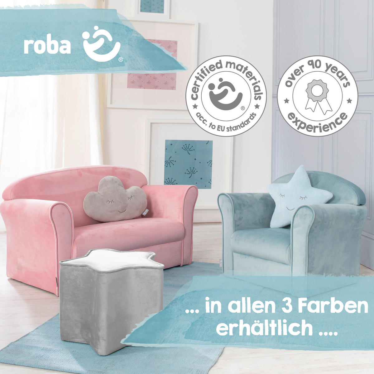 KINDERSOFA roba Lil Sofa  - Silberfarben/Grau, Basics, Textil (78/43/39cm) - Roba