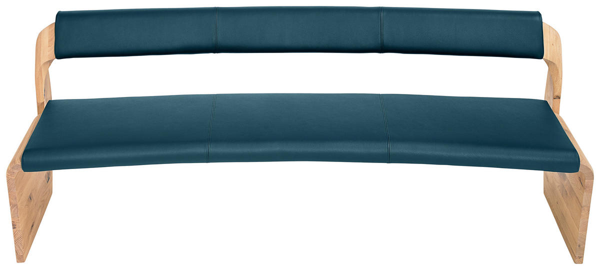 SITZBANK 227/84/70 cm  in Blau, Eichefarben  - Blau/Eichefarben, Natur, Leder/Holz (227/84/70cm) - Voglauer