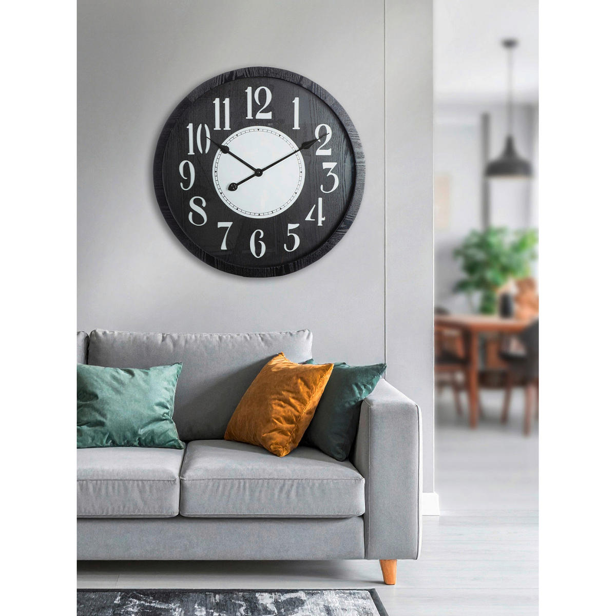 WANDUHR CHICAGO Schwarz, Weiß  - Schwarz/Weiß, Basics, Holzwerkstoff/Metall (60/5cm)