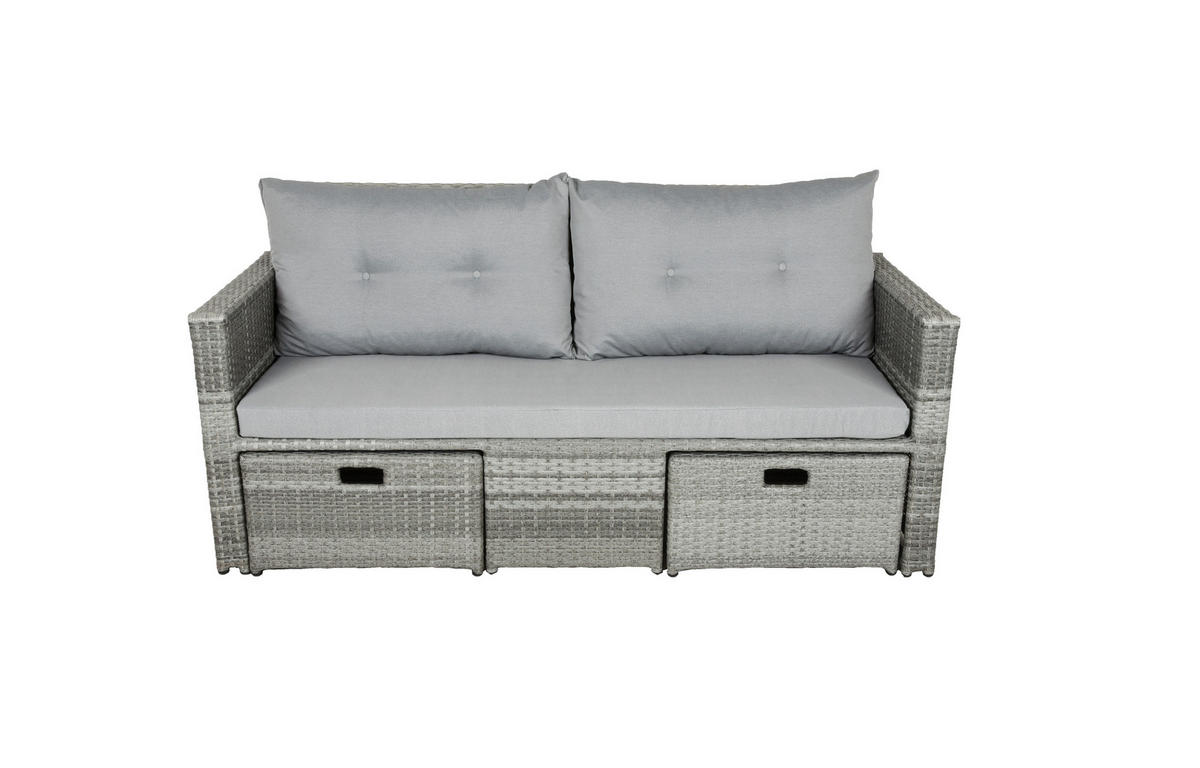 LOUNGESOFA  - Schwarz/Grau, Basics, Kunststoff/Textil (180/86/135cm) - Gardenson