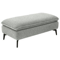 HOCKER in Textil Hellgrau  - Hellgrau/Schwarz, Design, Textil/Metall (130/46/65cm) - Valdera