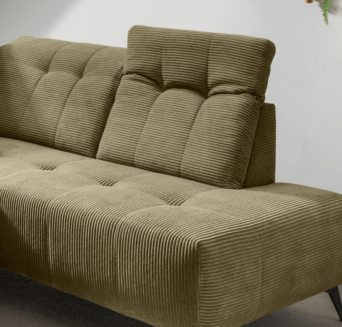 ECKSOFA Olivgrün Cord  - Schwarz/Olivgrün, MODERN, Textil/Metall (272/200cm) - Livetastic