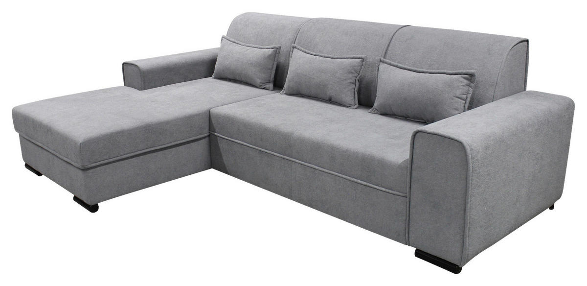 ECKSOFA in Struktur, Bouclé Grau  - Schwarz/Grau, Design, Kunststoff/Textil (175/270cm) - MID.YOU