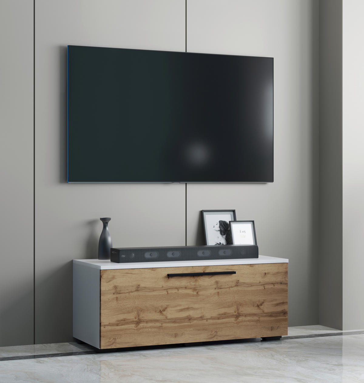 LOWBOARD  in 95/39/40 cm  - Honigeiche/Alufarben, MODERN, Holzwerkstoff/Kunststoff (95/39/40cm) - MID.YOU