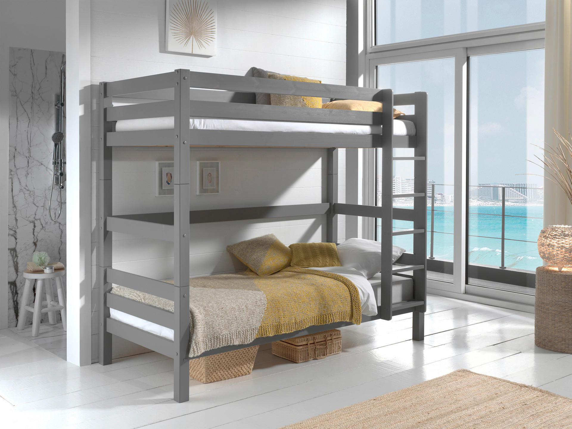 Vipack Etagenbett Grau 90x200 cm