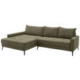 ECKSOFA  in Cord Grün  173/280 cm  - Schwarz/Grün, KONVENTIONELL, Textil/Metall (173/280cm) - Hom`in