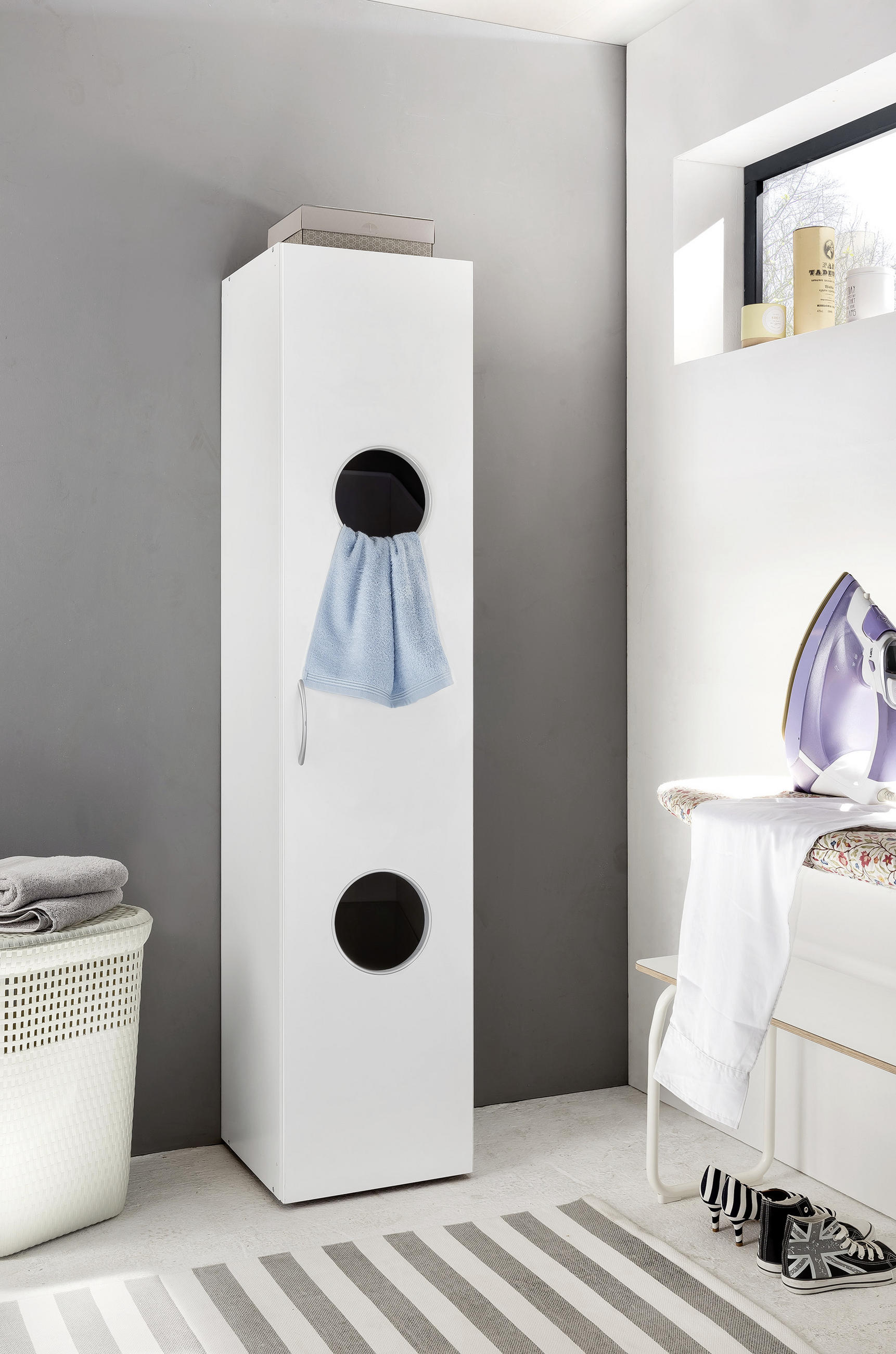 MEHRZWECKSCHRANK Weiß - Alufarben/Weiß, KONVENTIONELL, Holzwerkstoff/Kunststoff (40/185/40cm) - Xora