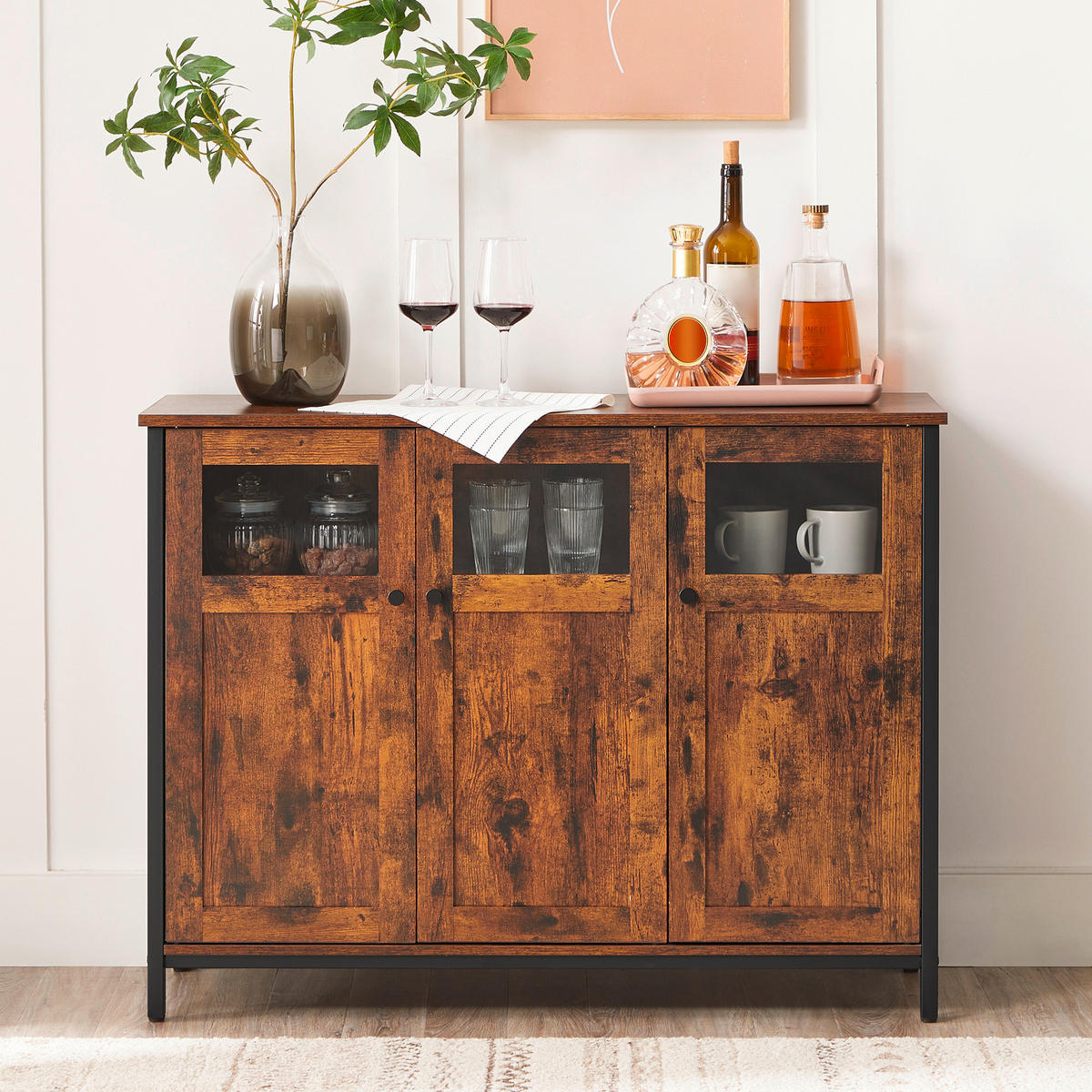 SIDEBOARD  in 100/75/35 cm  - Dunkelbraun/Schwarz, Trend, Holzwerkstoff (100/75/35cm) - MID.YOU
