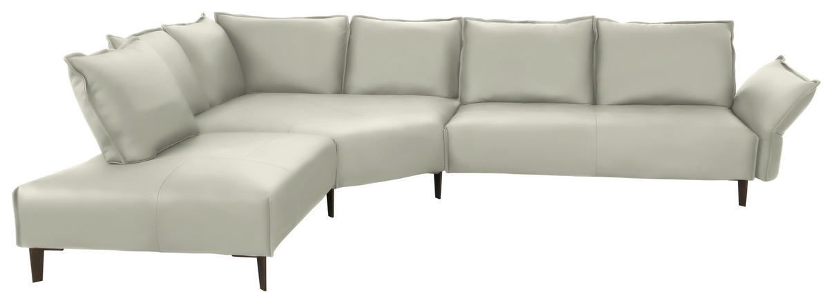ECKSOFA in Echtleder Weiss  - Weiss/Schwarz, Design, Leder/Metall (272/340cm) - W.Schillig