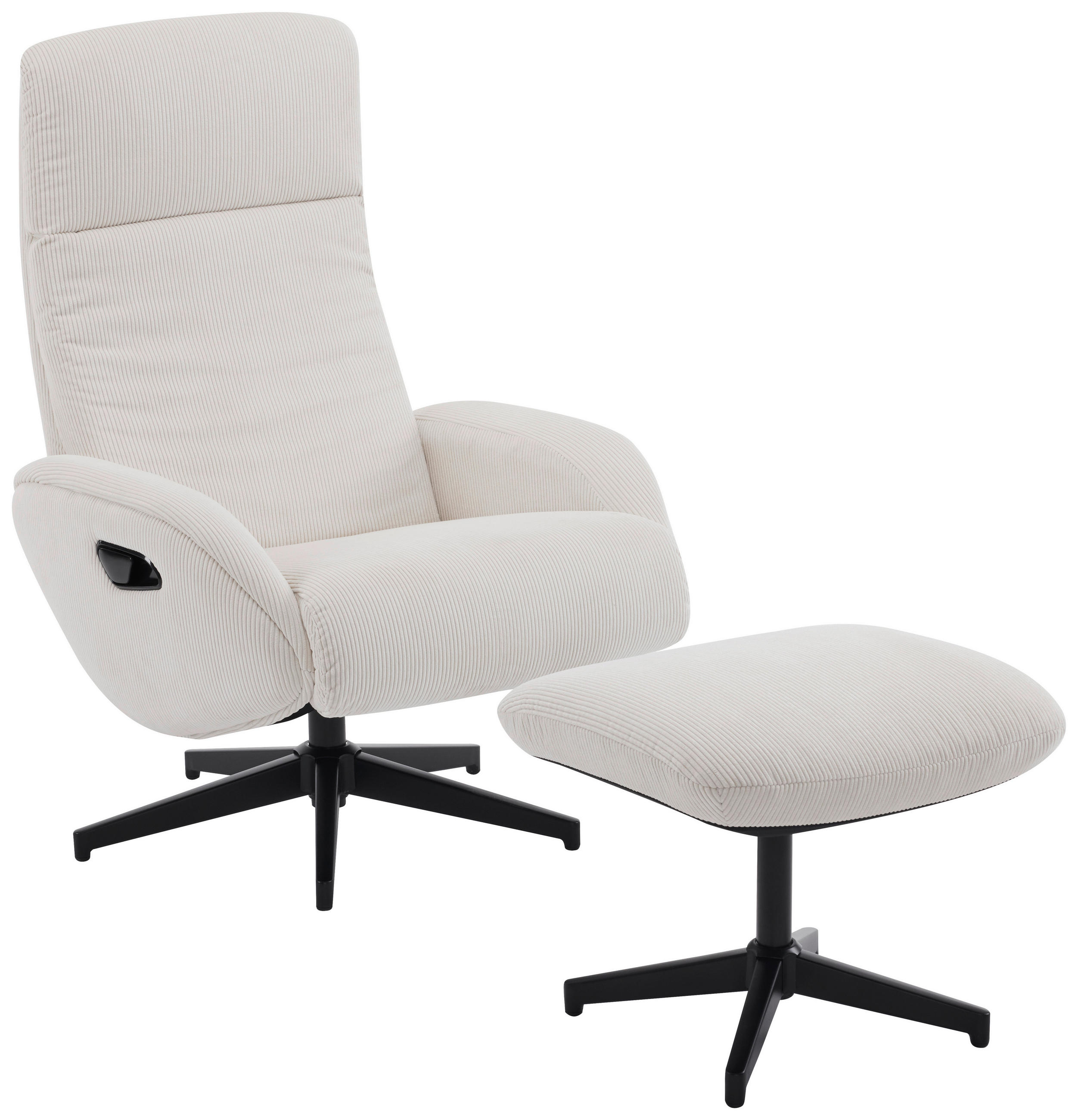 Xora RELAXAČNÍ KŘESLO S TABURETEM, kov, textil, černá, béžová