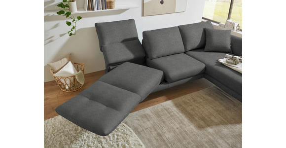 ECKSOFA  in Flachgewebe Dunkelgrau  255-365/175-224 cm  - Dunkelgrau/Schwarz, Design, Textil/Metall (255-365/175-224cm) - Dieter Knoll