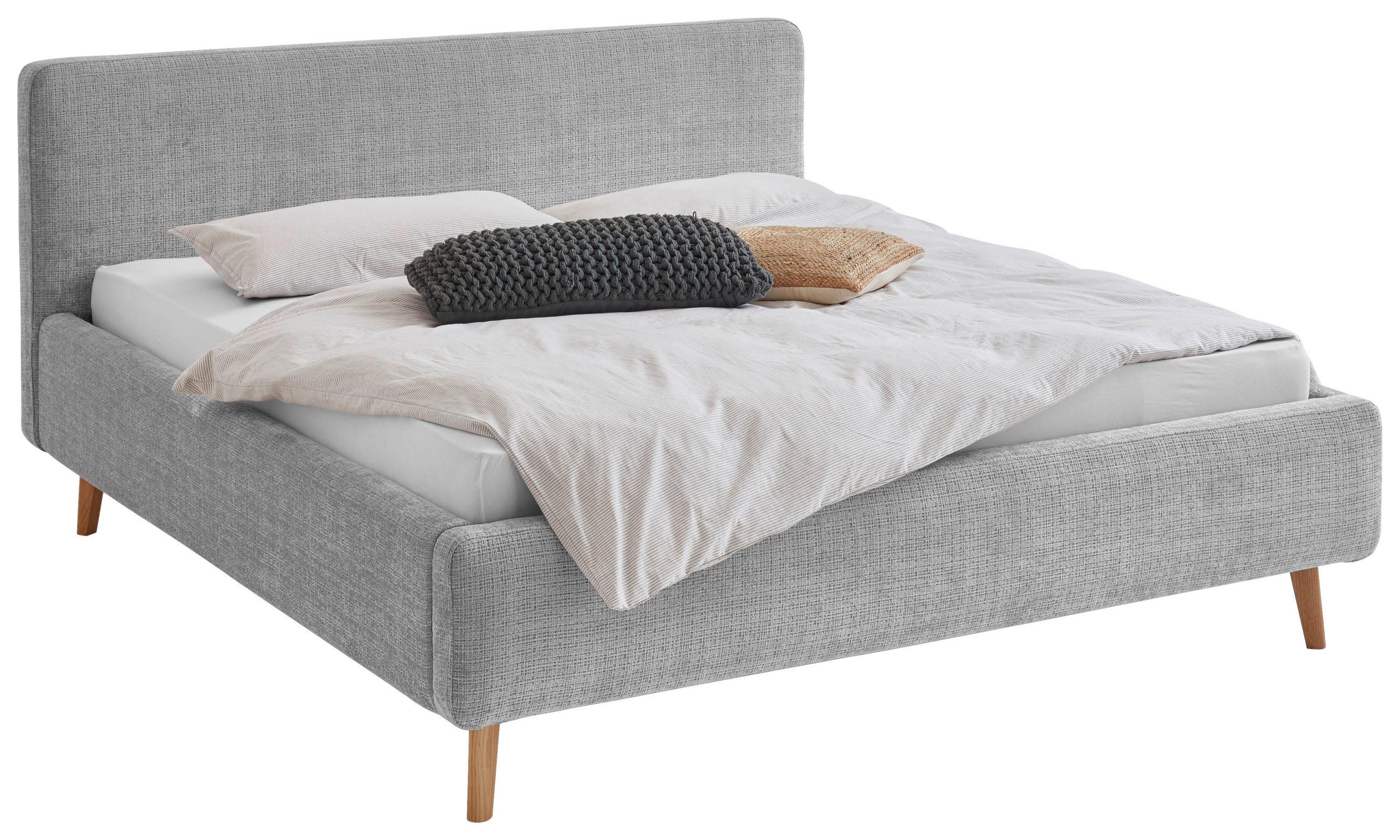 POLSTERBETT Grau 160/200 cm  - Eichefarben/Grau, Design, Holz/Textil (160/200cm) - Xora