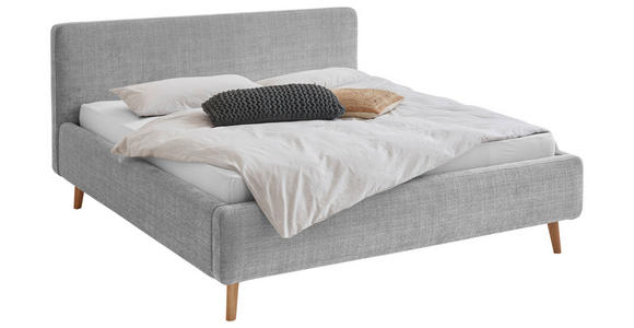 POLSTERBETT inkl. Bettkasten Lattenrost, Bettkasten Grau 180/200 cm  - Eichefarben/Grau, Design, Holz/Textil (180/200cm) - Xora