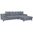 ECKSOFA Grau Cord Rückenkissen, Armlehnenkissen, Rücken echt  - Schwarz/Grau, KONVENTIONELL, Textil/Metall (332/231cm) - Carryhome