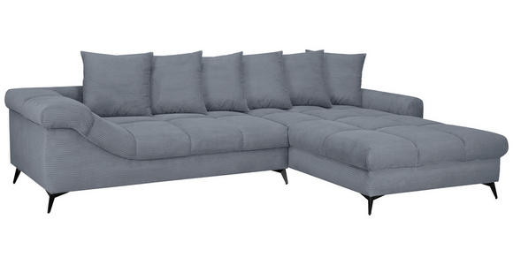 ECKSOFA Grau Cord Rückenkissen, Armlehnenkissen, Rücken echt  - Schwarz/Grau, KONVENTIONELL, Textil/Metall (332/231cm) - Carryhome