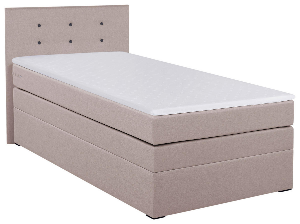 BOXSPRINGBETT 90/200 cm,  in Rosa, Bettkasten, Topper, H3 = fest  - Schwarz/Rosa, MODERN, Kunststoff/Textil (90/200cm) - MID.YOU