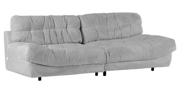 BIGSOFA in Plüsch Silberfarben  - Silberfarben/Schwarz, KONVENTIONELL, Kunststoff/Textil (262/70/115cm) - Ambia Home