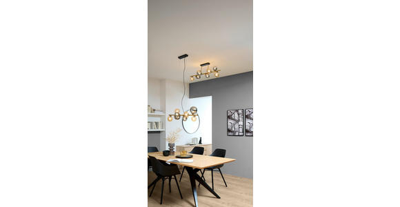 LED-HÄNGELEUCHTE 86,6/36/120 cm - Goldfarben/Bernsteinfarben, LIFESTYLE, Glas/Metall (86,6/36/120cm) - Dieter Knoll